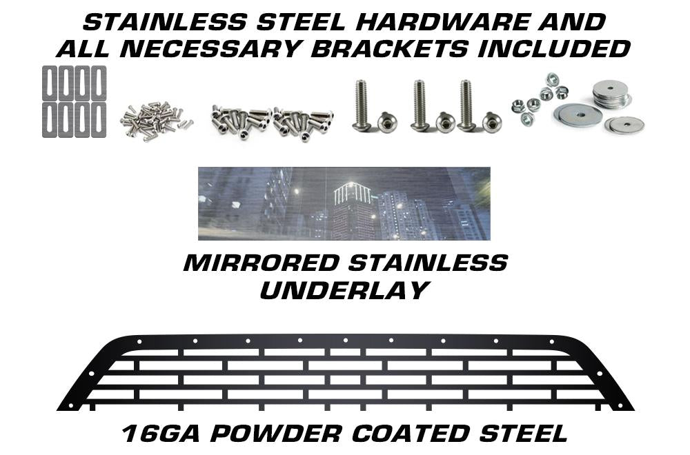 1 Piece Steel Main Grille for Ford Focus 2015-2018 - ST w/ Mirrored Steel Underlay-atv motorcycle utv parts accessories gear helmets jackets gloves pantsAll Terrain Depot