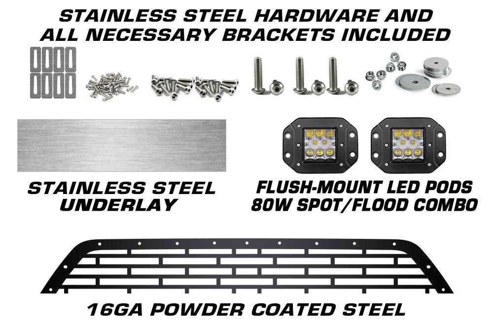 1 Piece Steel Grille for Ford F150 2009-2014 - FORD + LED Light Pods and Stainless Steel Underlay-atv motorcycle utv parts accessories gear helmets jackets gloves pantsAll Terrain Depot