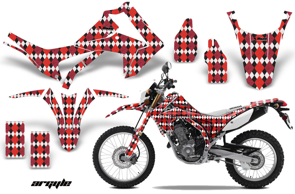 Dirt Bike Graphics Kit Decal Sticker Wrap For Honda CRF250L 2013-2016 ARGYLE RED-atv motorcycle utv parts accessories gear helmets jackets gloves pantsAll Terrain Depot
