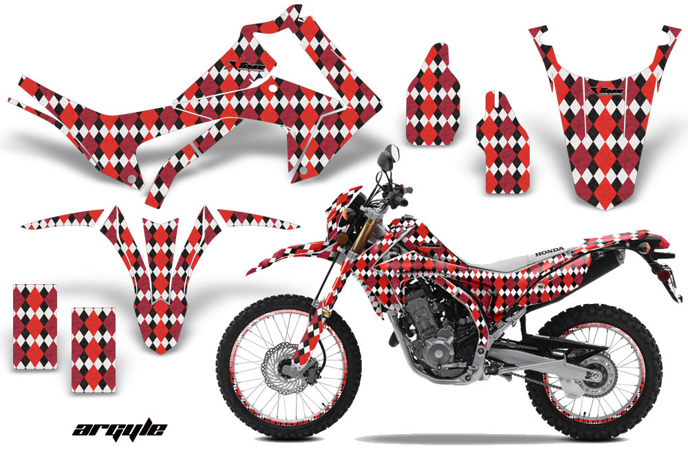 Graphics Kit Decal Sticker Wrap + # Plates For Honda CRF250L 2013-2016 ARGYLE RED-atv motorcycle utv parts accessories gear helmets jackets gloves pantsAll Terrain Depot