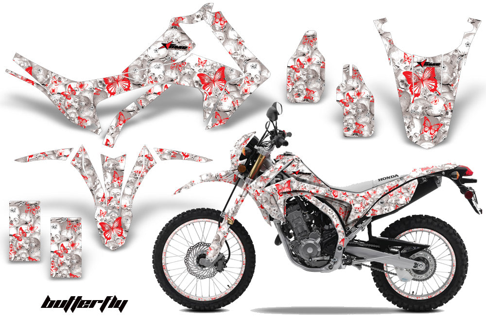 Graphics Kit Decal Sticker Wrap + # Plates For Honda CRF250L 2013-2016 BUTTERFLIES RED WHITE-atv motorcycle utv parts accessories gear helmets jackets gloves pantsAll Terrain Depot