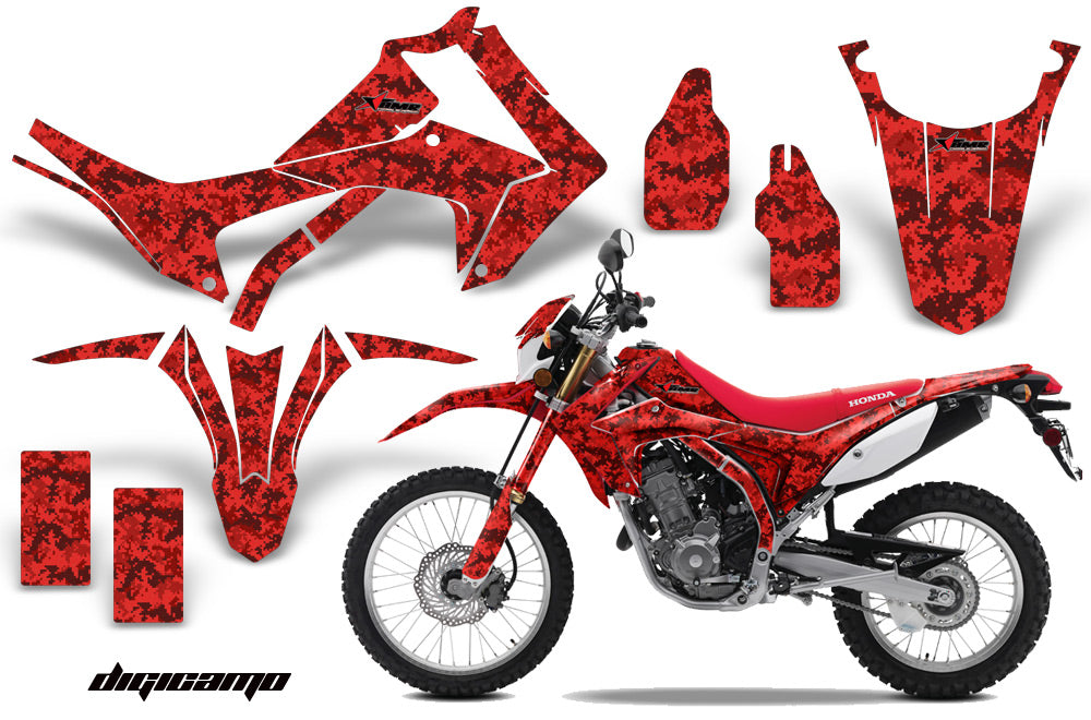 Dirt Bike Graphics Kit Decal Sticker Wrap For Honda CRF250L 2013-2016 DIGICAMO RED-atv motorcycle utv parts accessories gear helmets jackets gloves pantsAll Terrain Depot