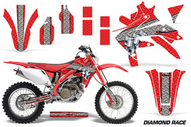 Dirt Bike Decal Graphics Kit Sticker Wrap For Honda CRF450X 2005-2016 DIAMOND RACE RED SILVER-atv motorcycle utv parts accessories gear helmets jackets gloves pantsAll Terrain Depot