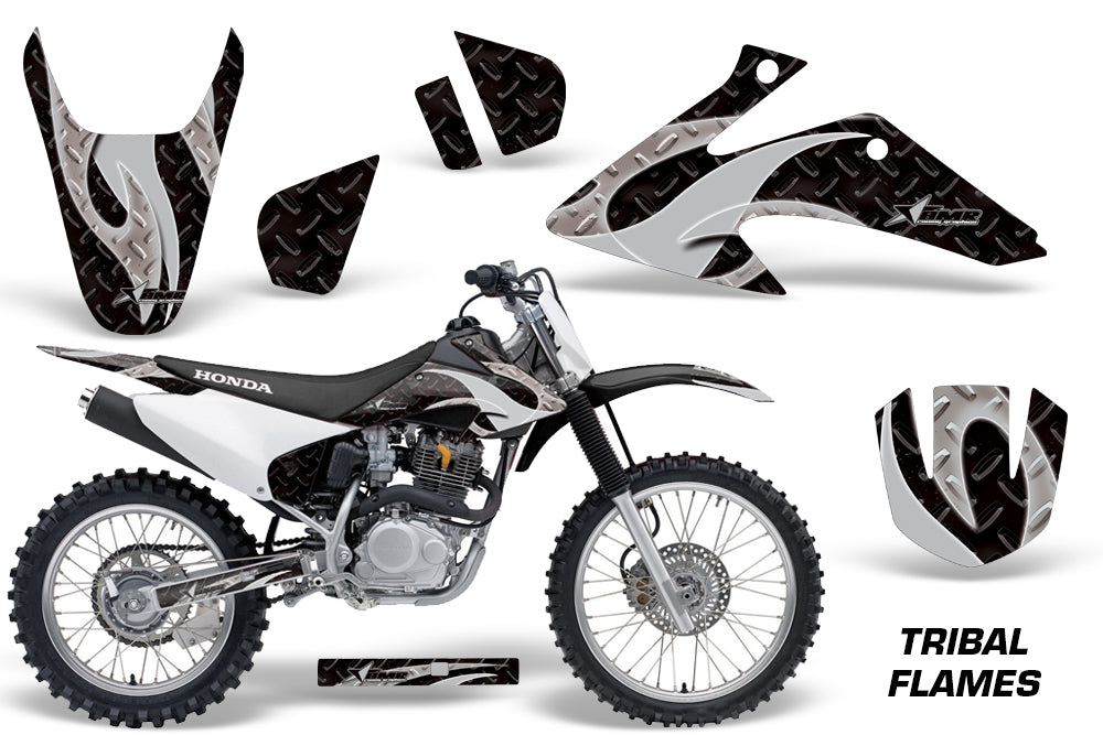 Dirt Bike Graphics Kit Decal Wrap For Honda CRF150 CRF230F 2008-2014 TRIBAL SILVER BLACK-atv motorcycle utv parts accessories gear helmets jackets gloves pantsAll Terrain Depot
