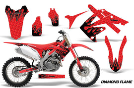 Dirt Bike Graphics Kit Decal Sticker Wrap For Honda CRF250R 2010-2013 DIAMOND FLAMES BLACK RED-atv motorcycle utv parts accessories gear helmets jackets gloves pantsAll Terrain Depot