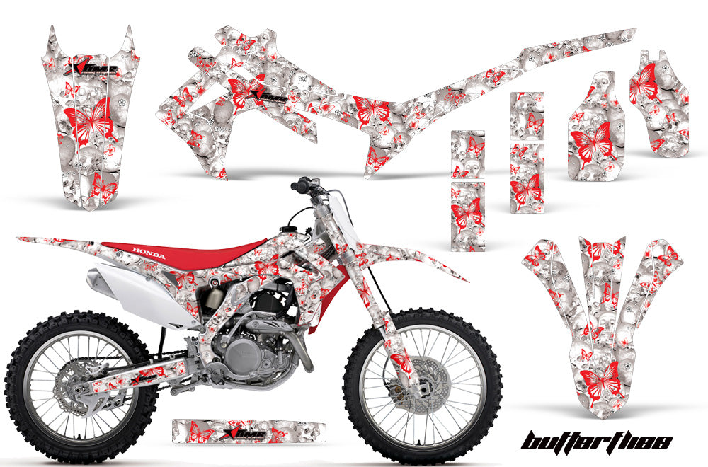 Dirt Bike Graphics Kit Decal Sticker Wrap For Honda CRF250R 2014-2017 BUTTERFLIES RED WHITE-atv motorcycle utv parts accessories gear helmets jackets gloves pantsAll Terrain Depot