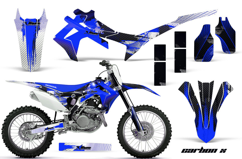 Dirt Bike Graphics Kit Decal Sticker Wrap For Honda CRF250R 2014-2017 CARBONX BLUE-atv motorcycle utv parts accessories gear helmets jackets gloves pantsAll Terrain Depot