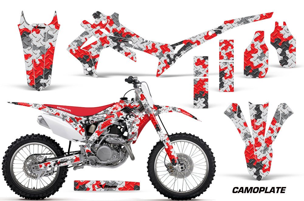 Dirt Bike Graphics Kit Decal Sticker Wrap For Honda CRF250R 2014-2017 CAMOPLATE RED-atv motorcycle utv parts accessories gear helmets jackets gloves pantsAll Terrain Depot
