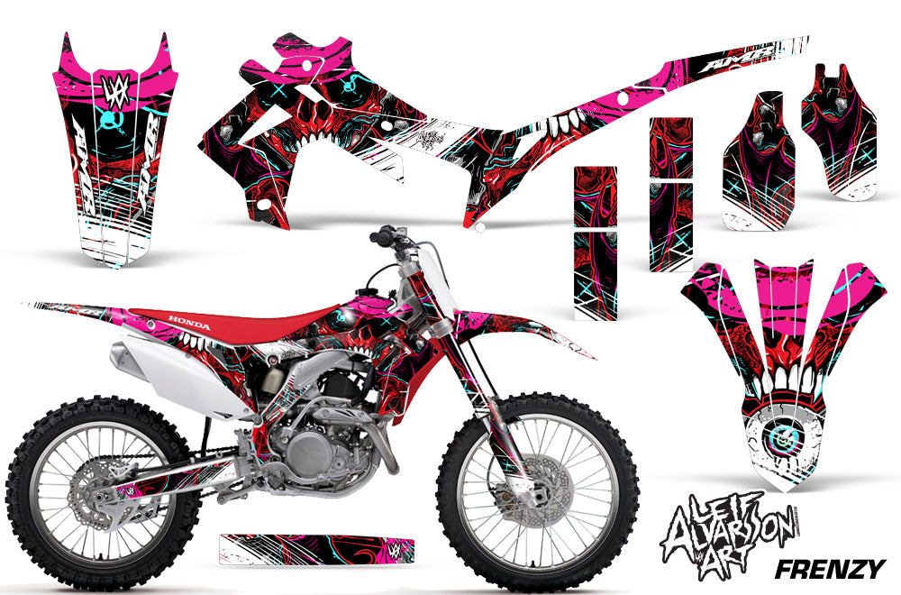 Dirt Bike Graphics Kit Decal Sticker Wrap For Honda CRF250R 2014-2017 FRENZY RED-atv motorcycle utv parts accessories gear helmets jackets gloves pantsAll Terrain Depot