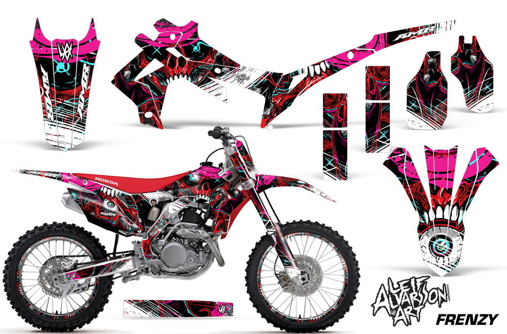 Graphics Kit Decal Sticker Wrap + # Plates For Honda CRF250R 2014-2017 FRENZY RED-atv motorcycle utv parts accessories gear helmets jackets gloves pantsAll Terrain Depot