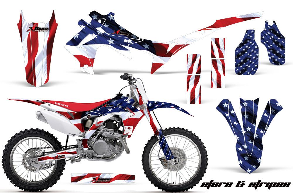 Dirt Bike Graphics Kit Decal Sticker Wrap For Honda CRF250R 2014-2017 USA FLAG-atv motorcycle utv parts accessories gear helmets jackets gloves pantsAll Terrain Depot