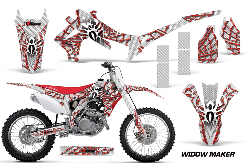 Dirt Bike Graphics Kit Decal Sticker Wrap For Honda CRF250R 2014-2017 WIDOW RED WHITE-atv motorcycle utv parts accessories gear helmets jackets gloves pantsAll Terrain Depot
