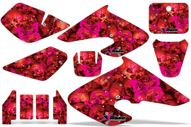 Dirt Bike Graphics Kit Decal Sticker Wrap For Honda XR50R 2000-2003 BUTTERFLIES PINK RED-atv motorcycle utv parts accessories gear helmets jackets gloves pantsAll Terrain Depot