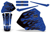Dirt Bike Graphics Kit Decal Wrap For Honda XR80R XR100R 1985-2000 DIAMOND FLAMES BLUE BLACK