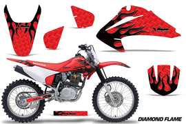 Dirt Bike Graphics Kit Decal Wrap For Honda CRF150 CRF230F 2003-2007 DIAMOND FLAMES BLACK RED-atv motorcycle utv parts accessories gear helmets jackets gloves pantsAll Terrain Depot