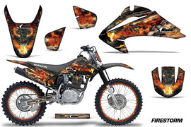 Graphics Kit Decal Wrap + # Plates For Honda CRF150 CRF230F 2003-2007 FIRESTORM BLACK-atv motorcycle utv parts accessories gear helmets jackets gloves pantsAll Terrain Depot