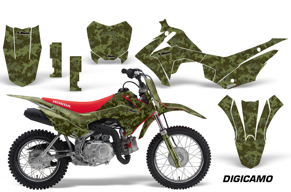 Dirt Bike Decal Graphic Kit Wrap For Honda CRF110 CRF 110 2013-2018 DIGICAMO GREEN-atv motorcycle utv parts accessories gear helmets jackets gloves pantsAll Terrain Depot