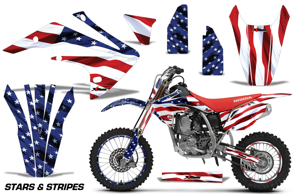 Graphics Kit Decal Sticker Wrap + # Plates For Honda CRF150R 2017-2018 USA FLAG-atv motorcycle utv parts accessories gear helmets jackets gloves pantsAll Terrain Depot