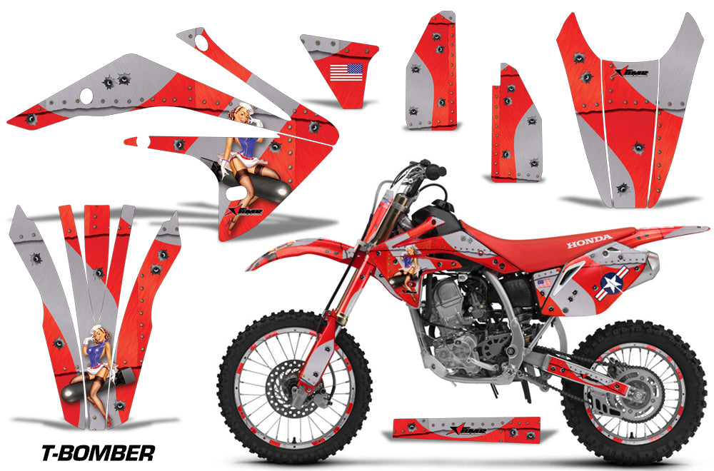 Graphics Kit Decal Sticker Wrap + # Plates For Honda CRF150R 2017-2018 TBOMBER RED-atv motorcycle utv parts accessories gear helmets jackets gloves pantsAll Terrain Depot