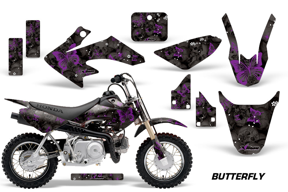 Dirt Bike Graphics Kit Decal Wrap For Honda CRF50 CRF 50 2014-2018 BUTTERFLIES PURPLE BLACK-atv motorcycle utv parts accessories gear helmets jackets gloves pantsAll Terrain Depot