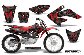 Dirt Bike Graphics Kit Decal Sticker Wrap For Honda CRF70 2004-2015 BUTTERFLIES RED BLACK-atv motorcycle utv parts accessories gear helmets jackets gloves pantsAll Terrain Depot
