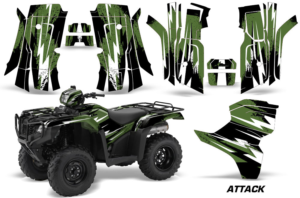 ATV Decal Graphic Kit Quad Wrap For Honda Foreman 500 2015-2018 ATTACK GREEN-atv motorcycle utv parts accessories gear helmets jackets gloves pantsAll Terrain Depot