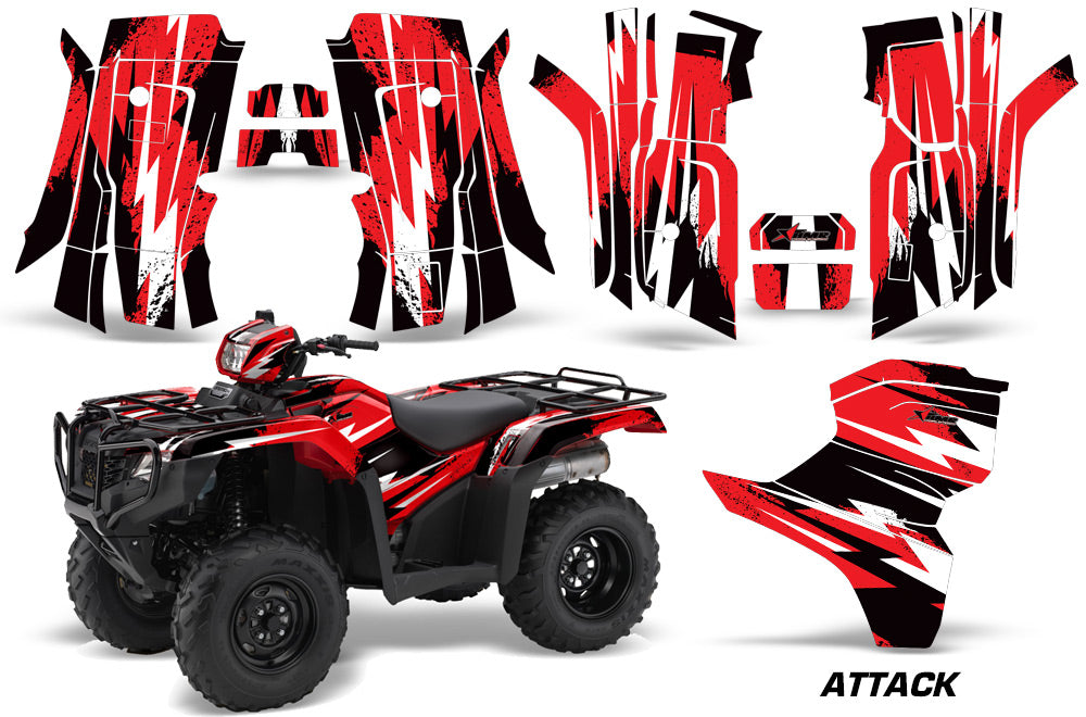ATV Decal Graphic Kit Quad Wrap For Honda Foreman 500 2015-2018 ATTACK RED-atv motorcycle utv parts accessories gear helmets jackets gloves pantsAll Terrain Depot