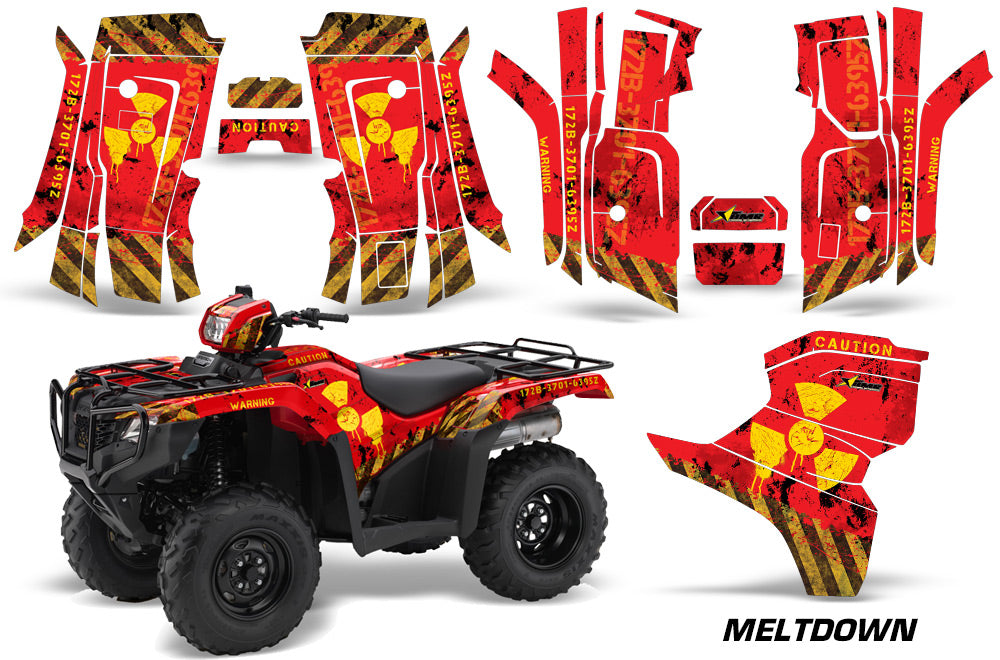 ATV Decal Graphic Kit Quad Wrap For Honda Foreman 500 2015-2018 MELTDOWN YELLOW RED-atv motorcycle utv parts accessories gear helmets jackets gloves pantsAll Terrain Depot