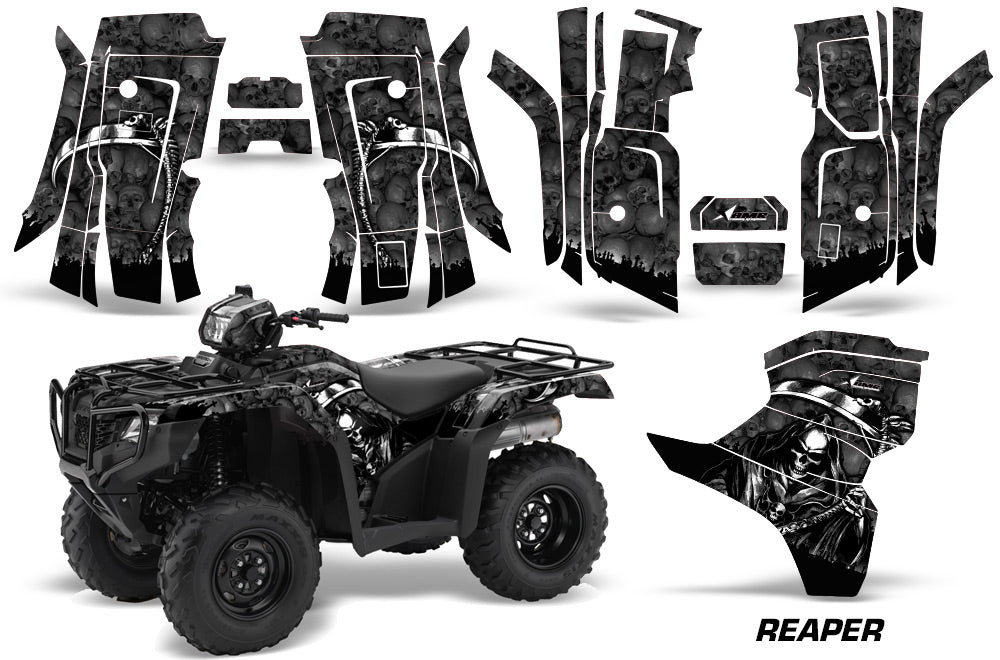 ATV Decal Graphic Kit Quad Wrap For Honda Foreman 500 2015-2018 REAPER BLACK-atv motorcycle utv parts accessories gear helmets jackets gloves pantsAll Terrain Depot