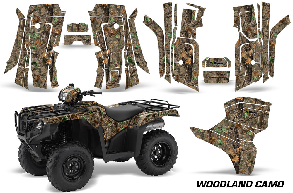 ATV Decal Graphic Kit Quad Wrap For Honda Foreman 500 2015-2018 WOODLAND CAMO-atv motorcycle utv parts accessories gear helmets jackets gloves pantsAll Terrain Depot