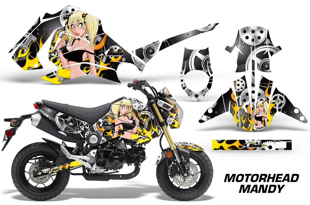 Motorcycle Graphics Kit Decal Sticker Wrap For Honda GROM 125 2013-2016 MOTO MANDY BLACK-atv motorcycle utv parts accessories gear helmets jackets gloves pantsAll Terrain Depot