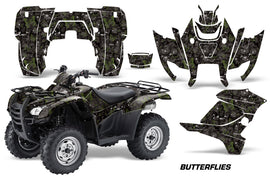 ATV Graphics Kit Decal Sticker Wrap For Honda Rancher AT 2007-2013 BUTTERFLIES GREEN BLACK-atv motorcycle utv parts accessories gear helmets jackets gloves pantsAll Terrain Depot
