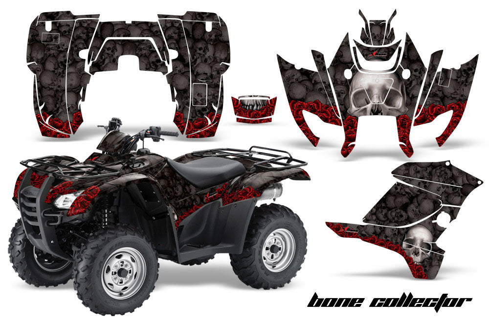 ATV Graphics Kit Decal Sticker Wrap For Honda Rancher AT 2007-2013 BONES BLACK-atv motorcycle utv parts accessories gear helmets jackets gloves pantsAll Terrain Depot