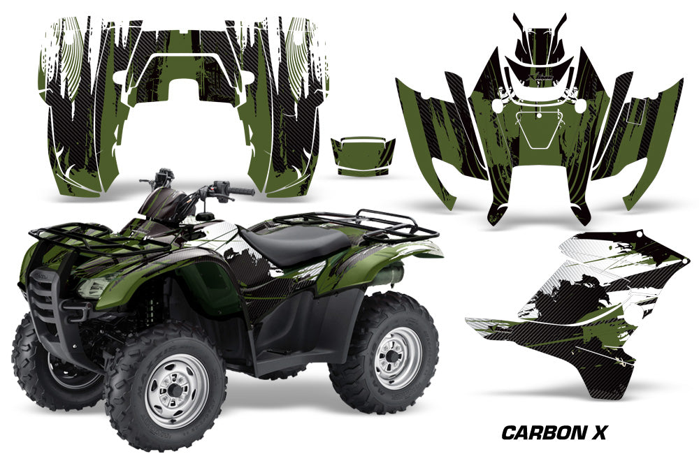 ATV Graphics Kit Decal Sticker Wrap For Honda Rancher AT 2007-2013 CARBONX GREEN-atv motorcycle utv parts accessories gear helmets jackets gloves pantsAll Terrain Depot