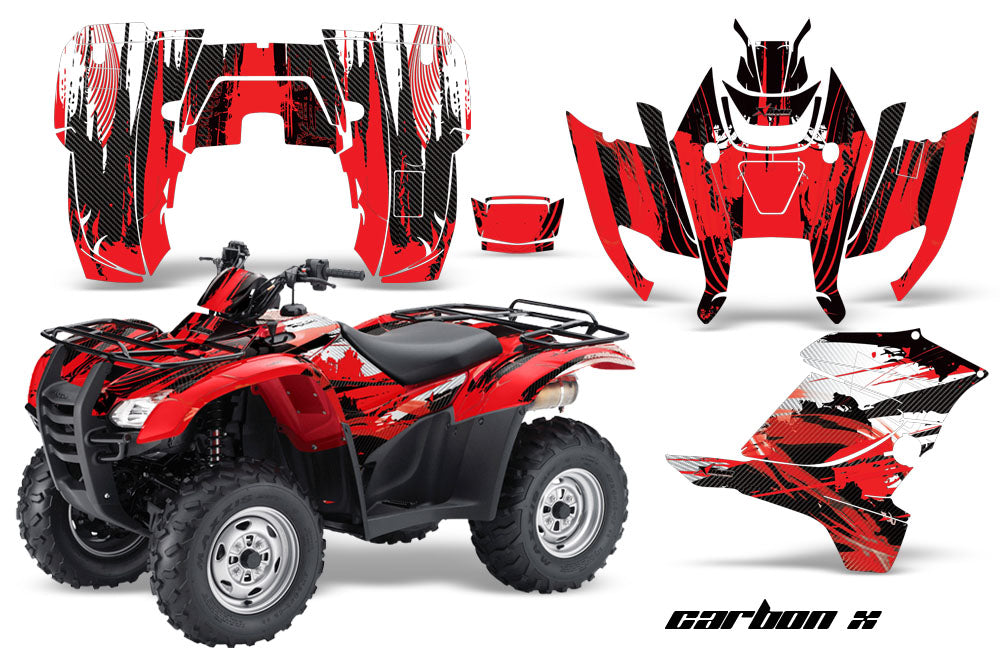 ATV Graphics Kit Decal Sticker Wrap For Honda Rancher AT 2007-2013 CARBONX RED-atv motorcycle utv parts accessories gear helmets jackets gloves pantsAll Terrain Depot