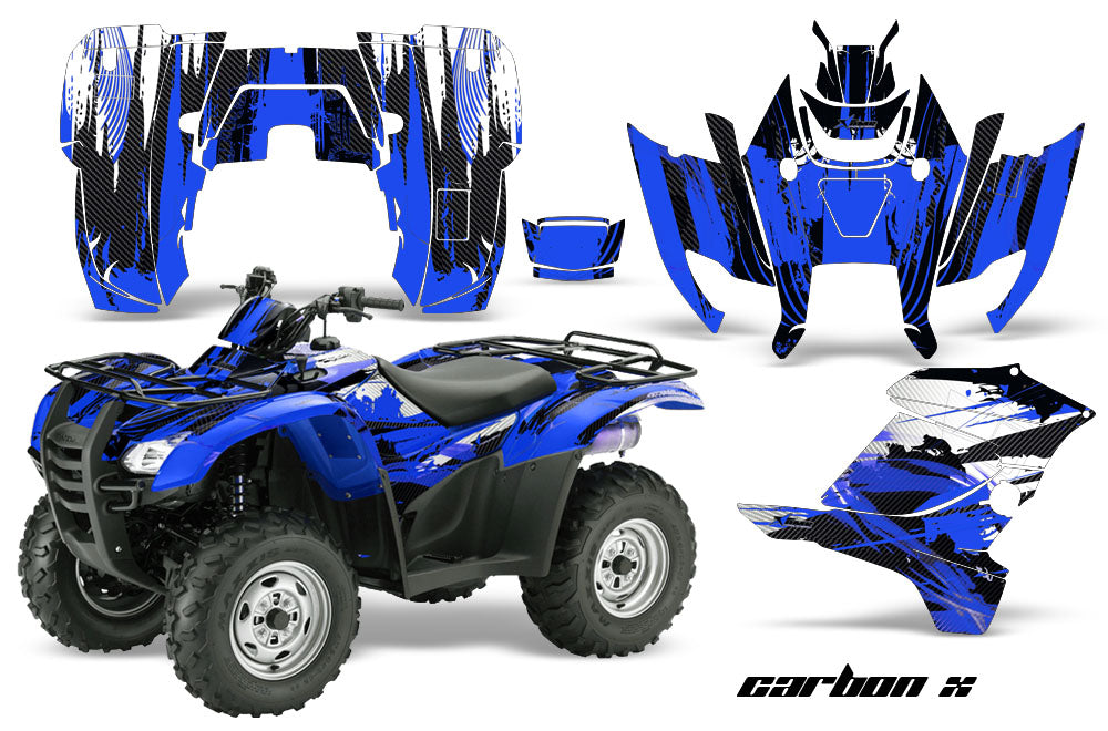 ATV Graphics Kit Decal Sticker Wrap For Honda Rancher AT 2007-2013 CARBONX BLUE-atv motorcycle utv parts accessories gear helmets jackets gloves pantsAll Terrain Depot