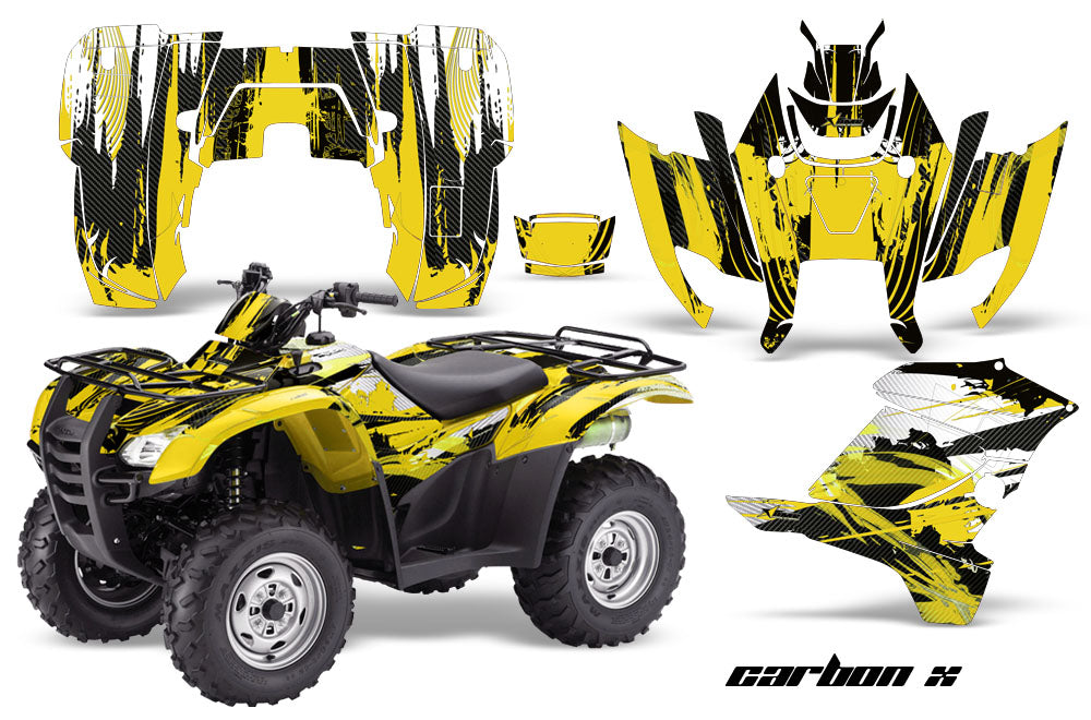 ATV Graphics Kit Decal Sticker Wrap For Honda Rancher AT 2007-2013 CARBONX YELLOW-atv motorcycle utv parts accessories gear helmets jackets gloves pantsAll Terrain Depot