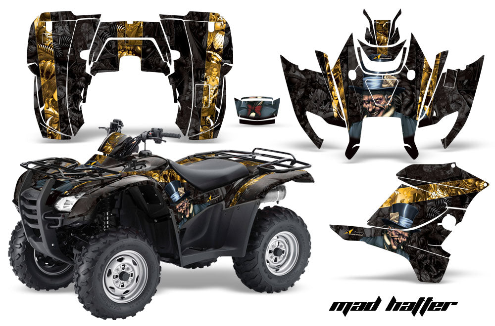 ATV Graphics Kit Decal Sticker Wrap For Honda Rancher AT 2007-2013 HATTER BLACK YELLOW-atv motorcycle utv parts accessories gear helmets jackets gloves pantsAll Terrain Depot