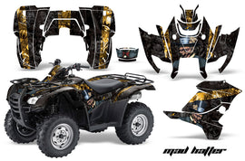 ATV Graphics Kit Decal Sticker Wrap For Honda Rancher AT 2007-2013 HATTER BLACK YELLOW-atv motorcycle utv parts accessories gear helmets jackets gloves pantsAll Terrain Depot