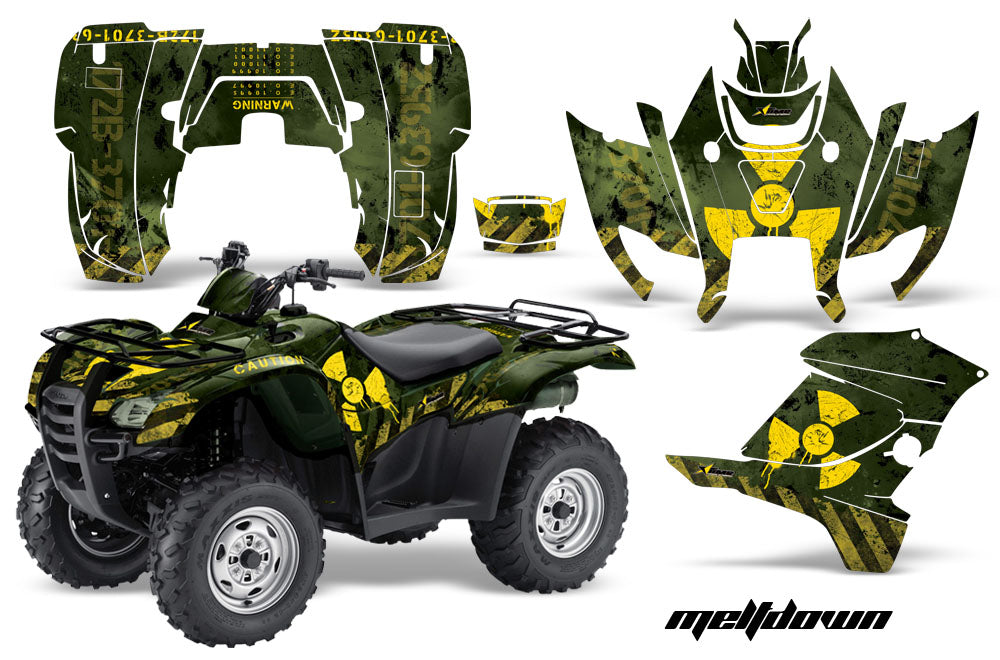 ATV Graphics Kit Decal Sticker Wrap For Honda Rancher AT 2007-2013 MELTDOWN GREEN YELLOW-atv motorcycle utv parts accessories gear helmets jackets gloves pantsAll Terrain Depot