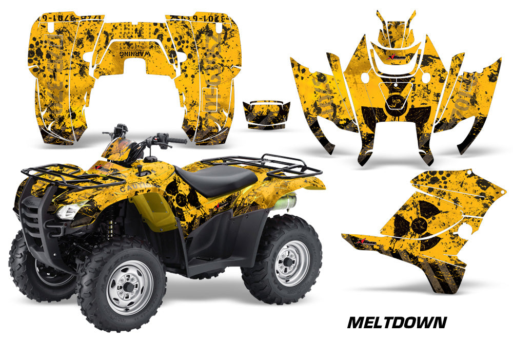 ATV Graphics Kit Decal Sticker Wrap For Honda Rancher AT 2007-2013 MELTDOWN BLACK YELLOW-atv motorcycle utv parts accessories gear helmets jackets gloves pantsAll Terrain Depot
