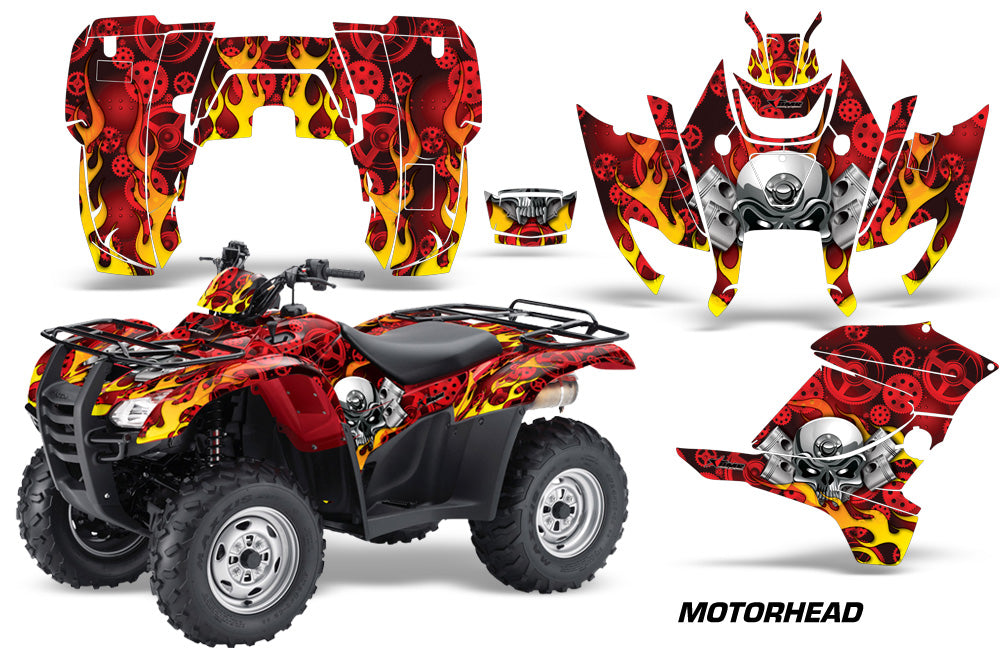 ATV Graphics Kit Decal Sticker Wrap For Honda Rancher AT 2007-2013 MOTORHEAD RED-atv motorcycle utv parts accessories gear helmets jackets gloves pantsAll Terrain Depot