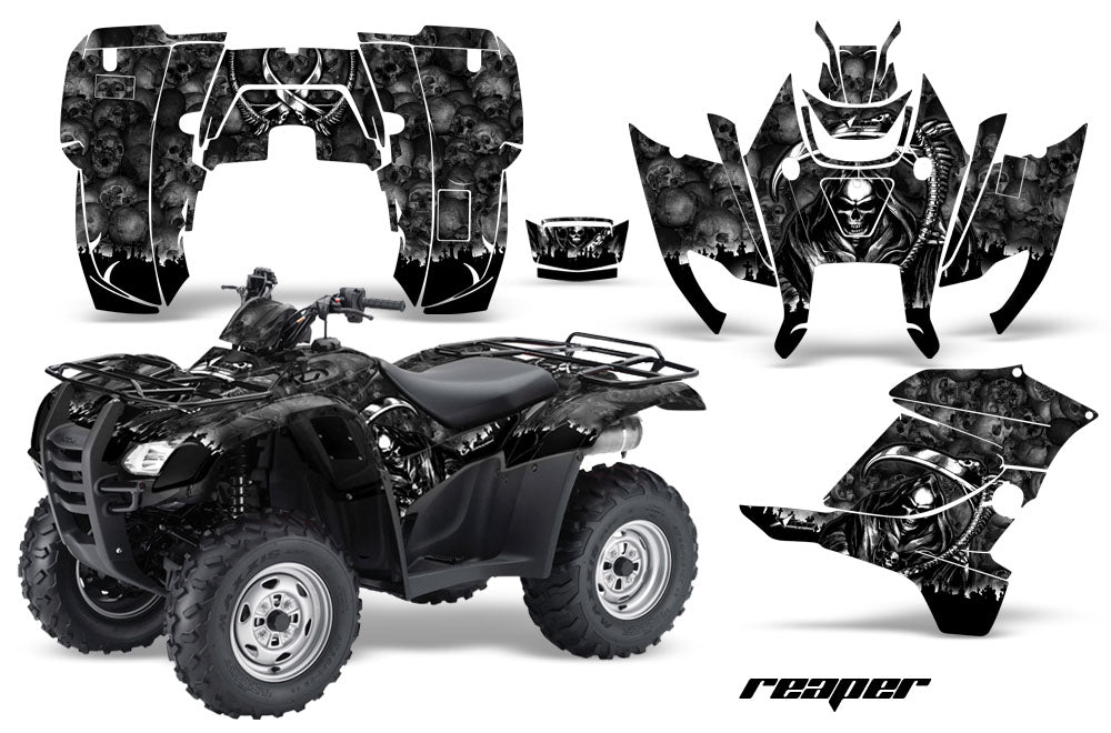 ATV Graphics Kit Decal Sticker Wrap For Honda Rancher AT 2007-2013 REAPER BLACK-atv motorcycle utv parts accessories gear helmets jackets gloves pantsAll Terrain Depot