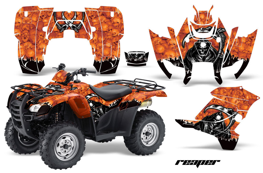 ATV Graphics Kit Decal Sticker Wrap For Honda Rancher AT 2007-2013 REAPER ORANGE-atv motorcycle utv parts accessories gear helmets jackets gloves pantsAll Terrain Depot