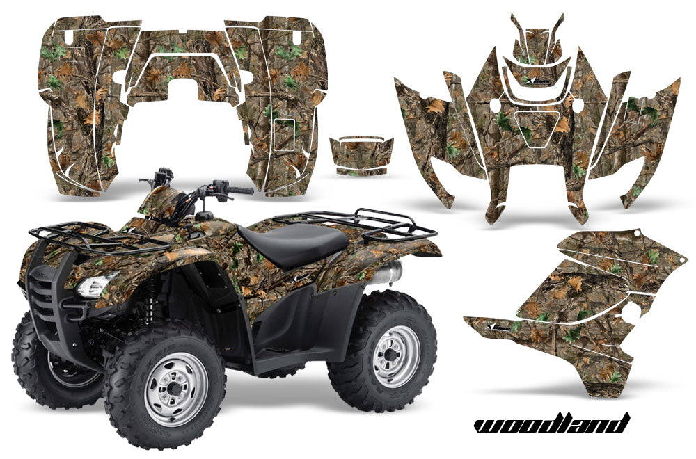 ATV Graphics Kit Decal Sticker Wrap For Honda Rancher AT 2007-2013 WOODLAND CAMO-atv motorcycle utv parts accessories gear helmets jackets gloves pantsAll Terrain Depot