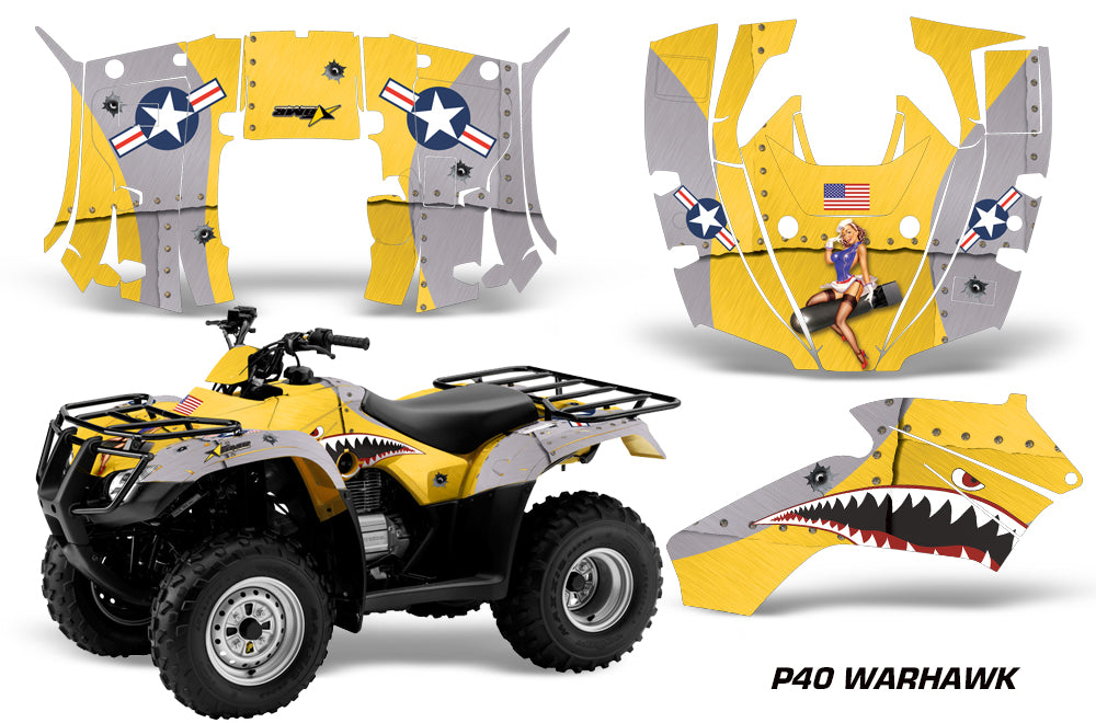 ATV Decal Graphics Kit Quad Wrap For Honda FourTrax Recon 2005-2018 WARHAWK YELLOW-atv motorcycle utv parts accessories gear helmets jackets gloves pantsAll Terrain Depot