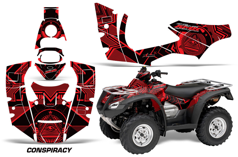 ATV Decal Graphics Kit Quad Wrap For Honda FourTrax Rincon 2006-2018 CONSPIRACY RED-atv motorcycle utv parts accessories gear helmets jackets gloves pantsAll Terrain Depot