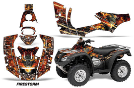 ATV Decal Graphics Kit Quad Wrap For Honda FourTrax Rincon 2006-2018 FIRESTORM BLACK-atv motorcycle utv parts accessories gear helmets jackets gloves pantsAll Terrain Depot