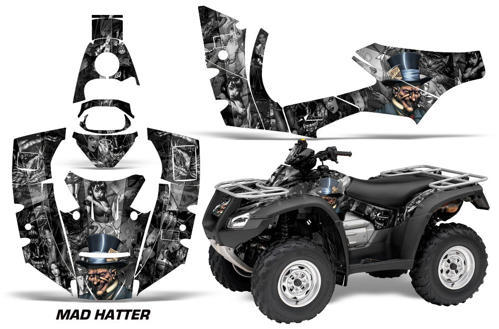 ATV Decal Graphics Kit Quad Wrap For Honda FourTrax Rincon 2006-2018 HATTER SILVER BLACK-atv motorcycle utv parts accessories gear helmets jackets gloves pantsAll Terrain Depot