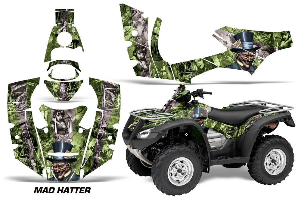 ATV Decal Graphics Kit Quad Wrap For Honda FourTrax Rincon 2006-2018 HATTER SILVER GREEN-atv motorcycle utv parts accessories gear helmets jackets gloves pantsAll Terrain Depot